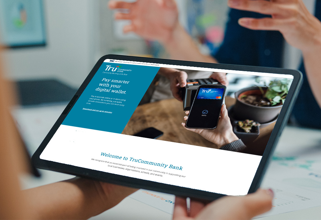 New website on a tablet.